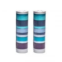 Yair Emanuel Salt and Pepper Shakers Cylinder Shape Full Rings Design Blue