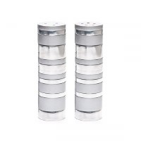 Yair Emanuel Salt and Pepper Shakers Cylinder Shape Full Rings Design Matte and Shiny Silver
