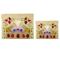 Yair Emanuel Raw Silk Tallit and Tefillin Bag Set - Pomegranates Gold