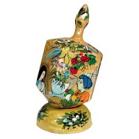Yair Emanuel Large Painted Dreidel With Stand - Gold