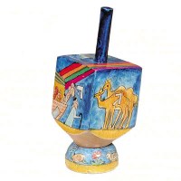 Yair Emanuel Small Painted Dreidel With Stand Noah's Ark Design