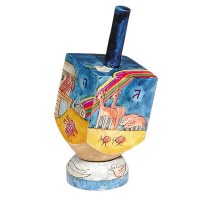 Yair Emanuel Small Painted Dreidel With Stand - Noah's Ark