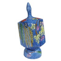 Yair Emanuel Extra Large Dreidel with Stand Seven Species Painted Design