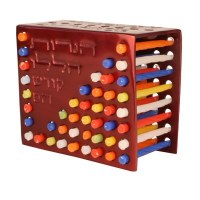 Yair Emanuel Judaica Aluminum Cast Candle Menorah Red