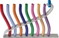 Yair Emanuel Judaica Lyre Chanukah Candle Menorah Multicolor