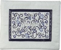 Yair Emanuel Embroidered Tefillin Bag Blue on White