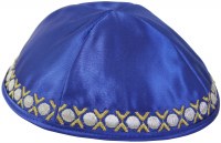 Yarmulka Circles Royal Blue Satin