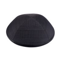 Additional picture of iKippah Grey Plaid with Black Leather Rim Size 16cm