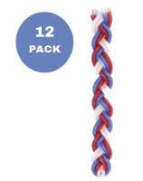 Flat Braided Havdalah Candle Red White Blue 12 Pack