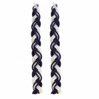 Havdallah Candle Bees Wax Blue and White 13.5"  2 Pack