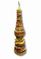 Wax Havdallah Candle Torch Shape Drip Design Rainbow Yellow 9.5"