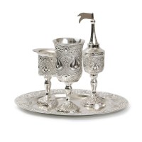Havdallah Set Silver Plated Pomegranate Design 4 Piece Set