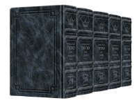 Artscroll Machzorim 5 Volume Set Hebrew English Full Size Signature Leather Collection Navy Blue Sefard