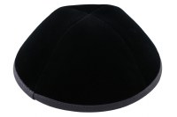 iKippah Black Velvet with Gray Rim Size 16cm