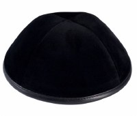 iKippah Black Velvet with Black Leather Rim Size 18cm