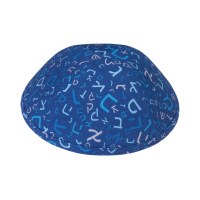 iKippah Aleph Beis Large Font Blue Size 2