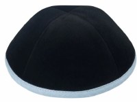 iKippah Black Velvet with Light Blue Rim Size 1