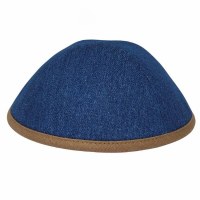 iKippah Blue Denim with Camel Rim Size 2