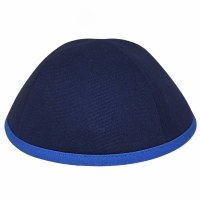iKippah Navy Cotton with Sky Blue Rim Size 5