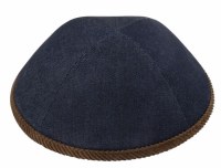 iKippah Navy Denim with Brown Corduroy Rim Size 5