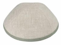 iKippah Tan Linen with Sage Rim Size 2