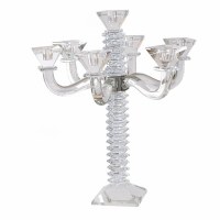 Crystal Candelabra 7 Branch Stacked Design Clear 17"