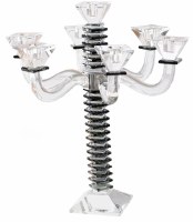 Crystal Candelabra 7 Branch Stacked Design Black 17"