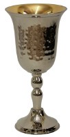 Kiddush Cup Hammered Nickel with Gold Color Interior 6"