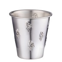 Silver Plated Kiddush Cup Shiur Size Mini Grapes Design