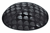 Black Blind Embossed Kippah without Trim