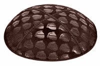 Brown Blind Embossed Kippah without Trim