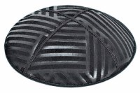 Lime Blind Embossed Angle Stripes Kippah without Trim