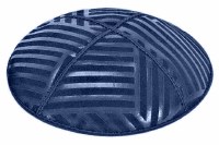 Dark Royal Blind Embossed Angle Stripes Kippah without Trim