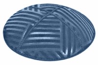 Denim Blind Embossed Angle Stripes Kippah without Trim