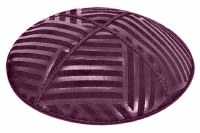 Eggplant Blind Embossed Angle Stripes Kippah without Trim