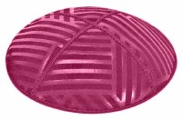 Fuchsia Blind Embossed Angle Stripes Kippah without Trim