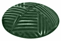 Green Blind Embossed Angle Stripes Kippah without Trim