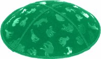 Emerald Blind Embossed Animals Kippah without Trim