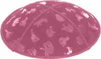 Hot Pink Blind Embossed Animals Kippah without Trim