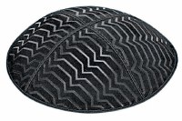 Black Blind Embossed Kippah without Trim