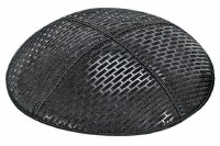 Black Blind Embossed Brick Kippah without Trim