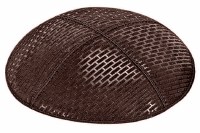 Brown Blind Embossed Brick Kippah without Trim