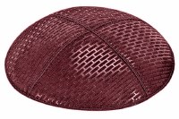 Burgundy Blind Embossed Brick Kippah without Trim