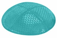 Turquoise Blind Embossed Brick Kippah without Trim