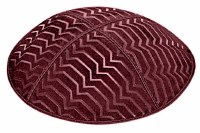 Burgundy Blind Embossed Kippah without Trim