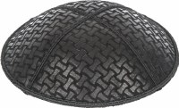Black Blind Embossed Chain Link Kippah without Trim
