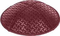 Burgundy Blind Embossed Chain Link Kippah without Trim