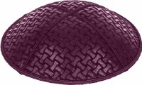 Eggplant Blind Embossed Chain Link Kippah without Trim