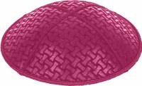 Fuchsia Blind Embossed Chain Link Kippah without Trim