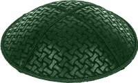 Green Blind Embossed Chain Link Kippah without Trim